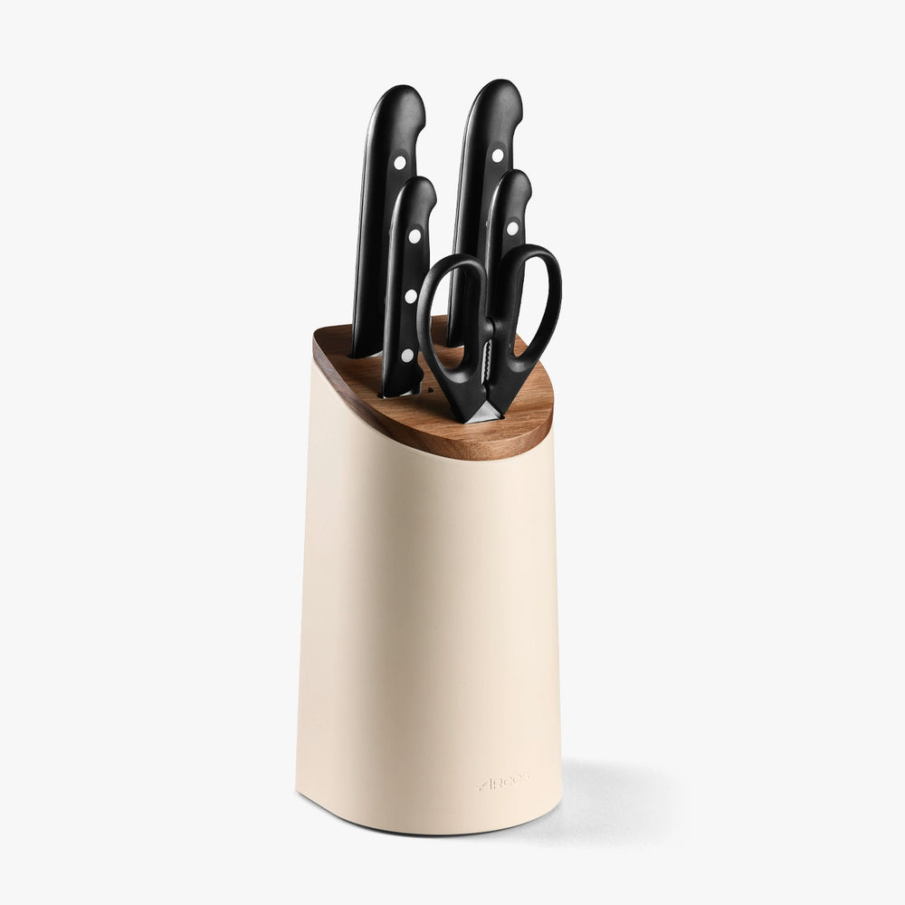 Bloc de couteaux Studio Beige 4 couteaux Maitre + ciseaux Prochef