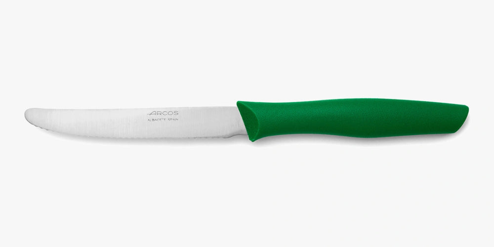 Couteau Table Cranté Couleur Vert Série Nova 110 mm