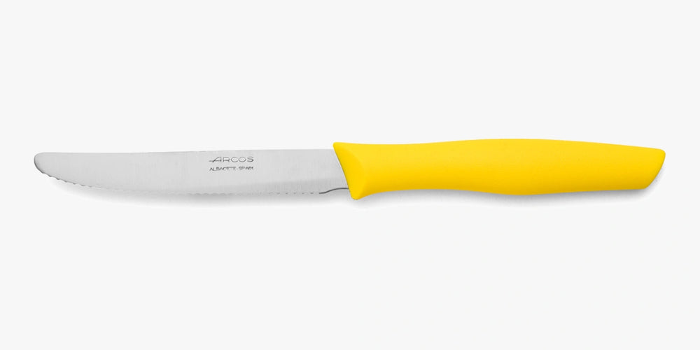 Couteau de table cranté Nova Jaune 110 mm