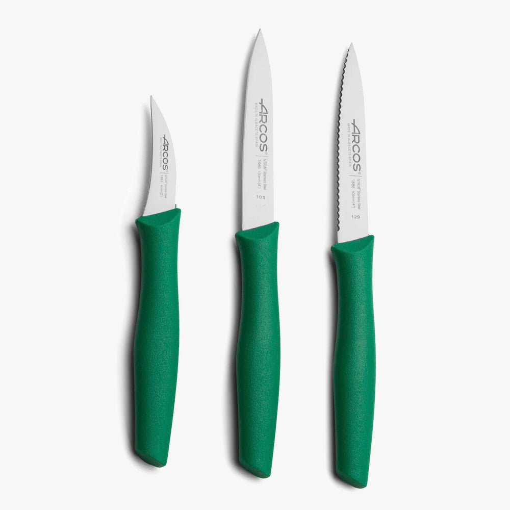 Set di 3 coltelli spelucchini colore verde Serie Nova