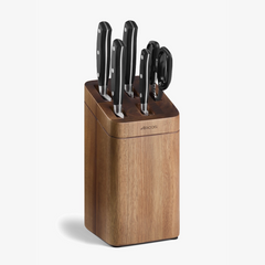 Juego cocina 4 pzas. Serie Riviera + Tijeras + Soporte de madera de acacia