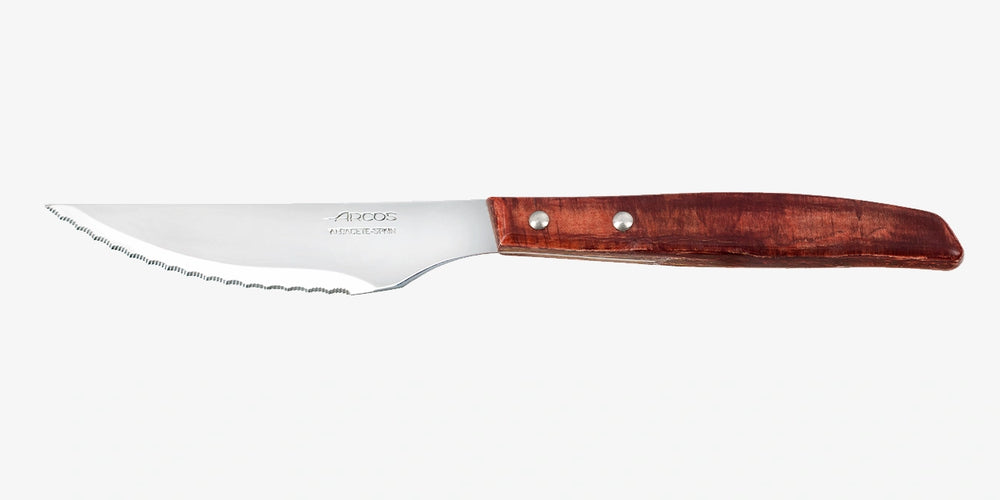 Cuchillo Chuletero Madera de Chopo Comprimida Tinte Rojo 110 mm