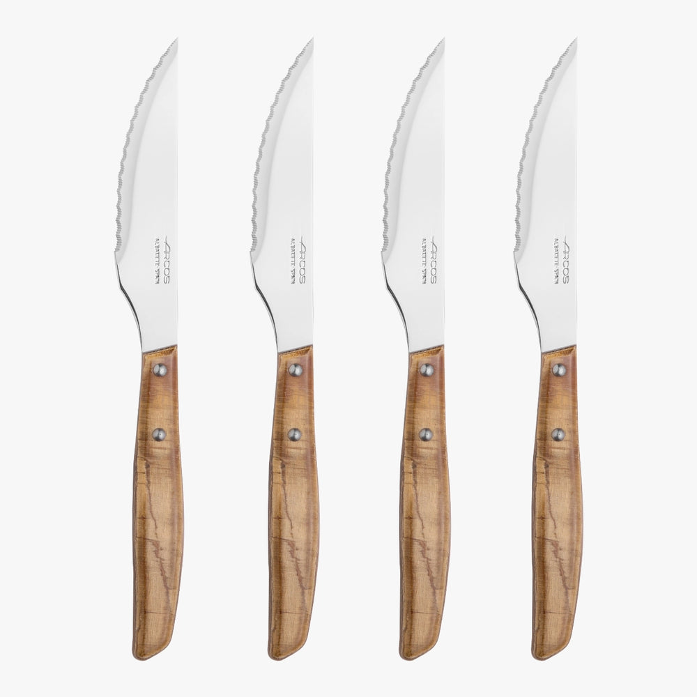 Set 4 pezzi - Coltello Bistecca Legno di Pioppo Compresso