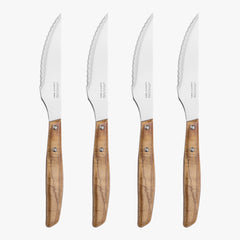 4-teiliges Steakmesser Set - Mit Griff Aus Mehrlagigen Pappelholz