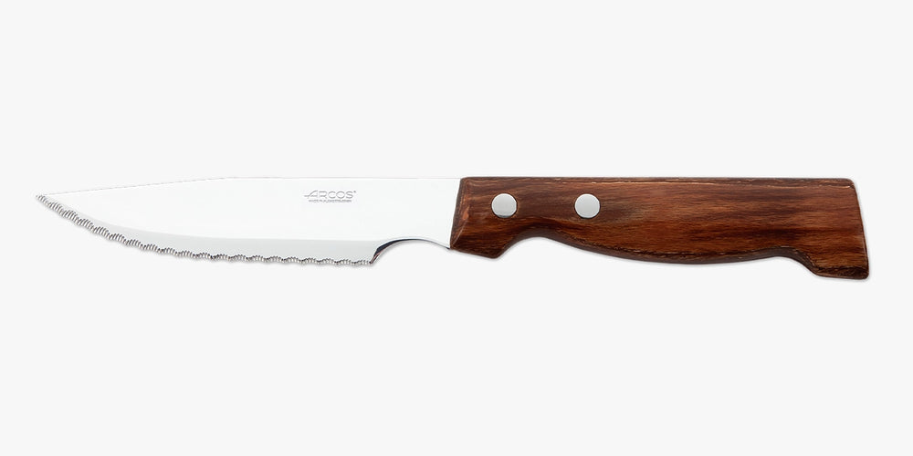 Faca de Lâmina Larga para Churrasco em Madeira de Faia Comprimida 120 mm