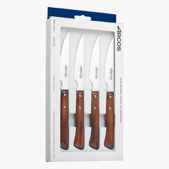Coffret 4 couteaux à steak lame lisse bois compressé 110 mm