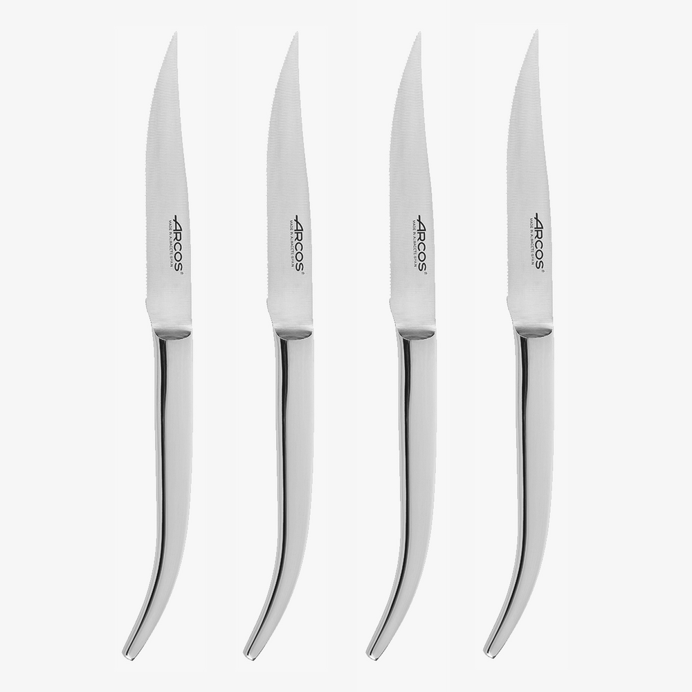 Set 4 Pz. Coltello Bistecca Monoblocco con Filo a Seghetto