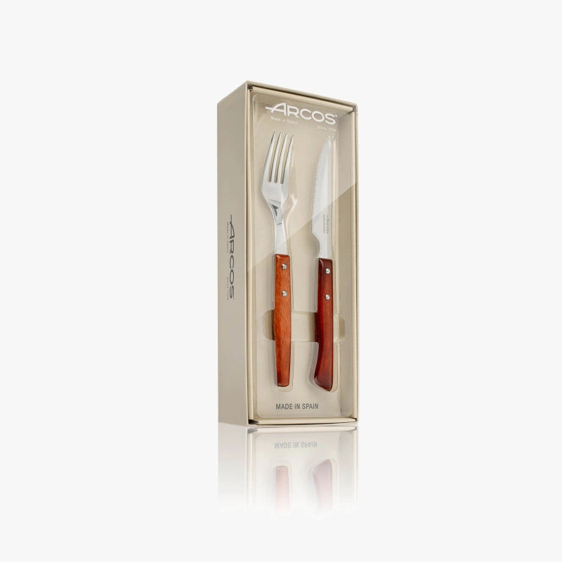 Set de couteaux à steak et fourchettes 12 pièces Gregorio bois compressé