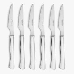 Juego 6 pzas. Cuchillos Chuleteros Monoblock Filo perlado