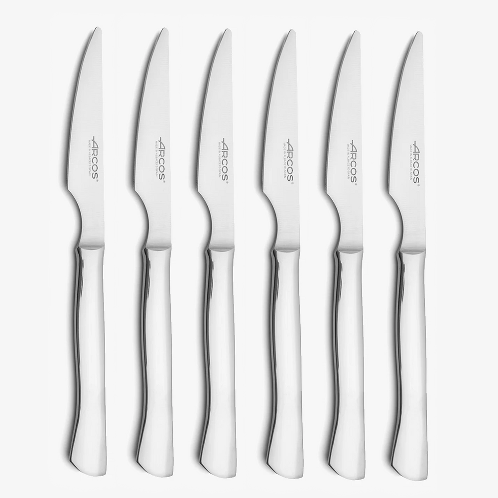Set Of 6 PCS. Monoblock Steak Knives Smooth Edge