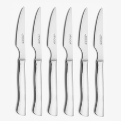 Juego 6 pzas. Cuchillos Chuleteros Monoblock Filo Liso