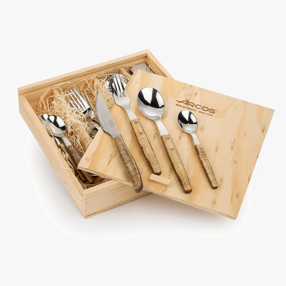 SERVICE DE COUVERTS 16 PCS. SÉRIE FOREST MANCHE MARRON