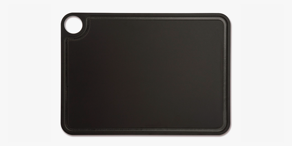 Tagliere bar nero con canale e appendino 377 x 277 mm