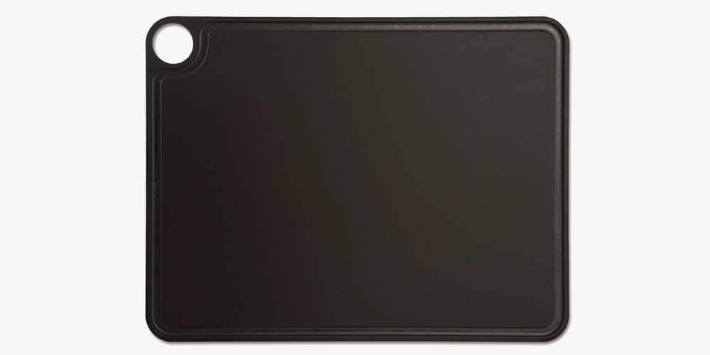 Tagliere bar nero con canale e appendino 427 x 327 mm