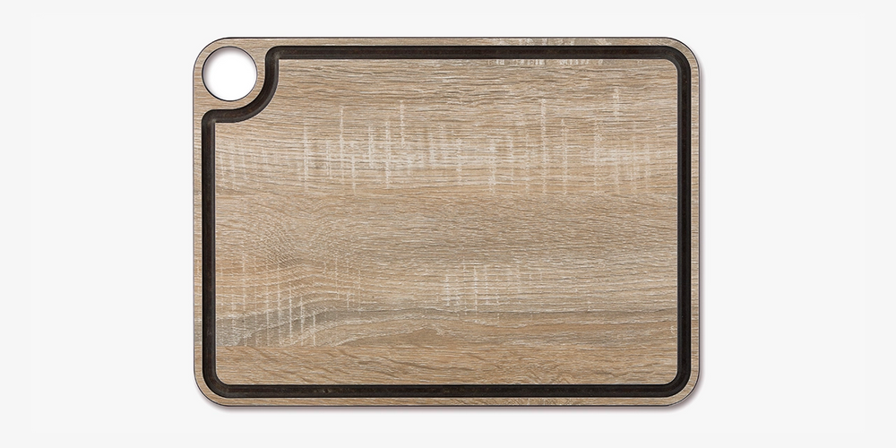 Tagliere bar marrone con canale e gancio 377 x 277 mm