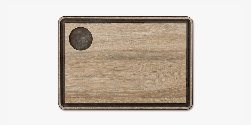 Tabla salsera marrón para servir con canal 330 x 230 mm