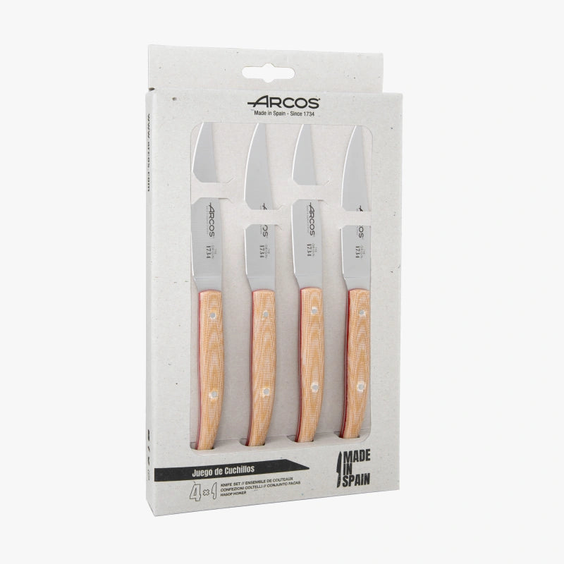 Set 4 Pezzi Coltelli Bistecca The Origin Manico Micarta Beige