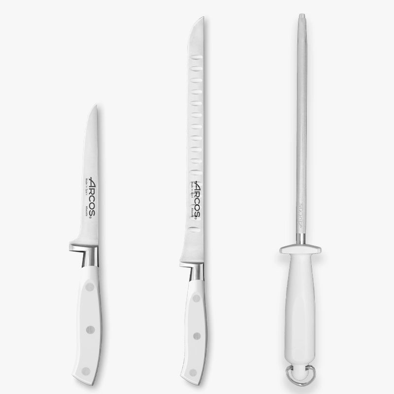 Set de 2 couteaux à jambon Riviera Blanc + Fusil