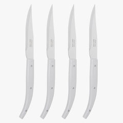 Juego 4 pzas. Cuchillo chuletero Blanco Microserrado