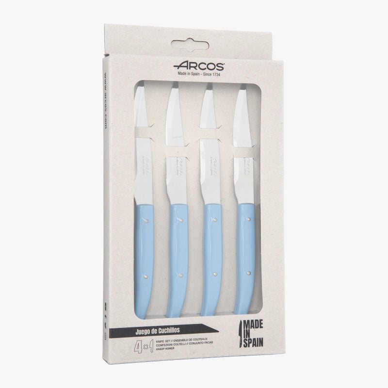 Set 4 Pezzi Coltello Bistecca Blu Microseghettato