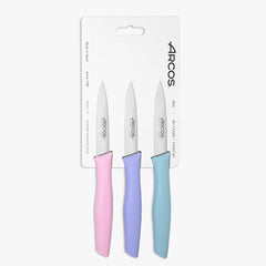 Conjunto de 3 facas para descascar Nova cores pastel 85 mm