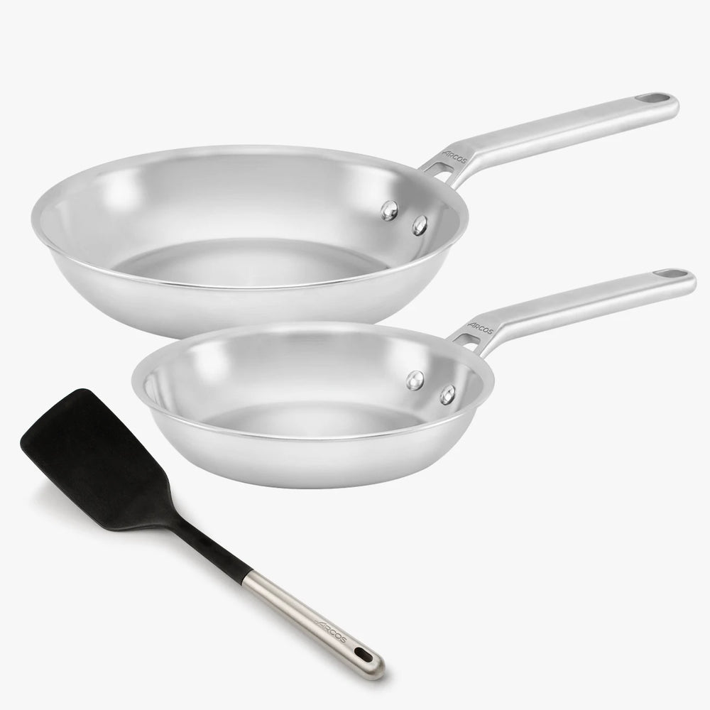 Set Poêles Samoa Inox (20 et 24 cm) + Spatule