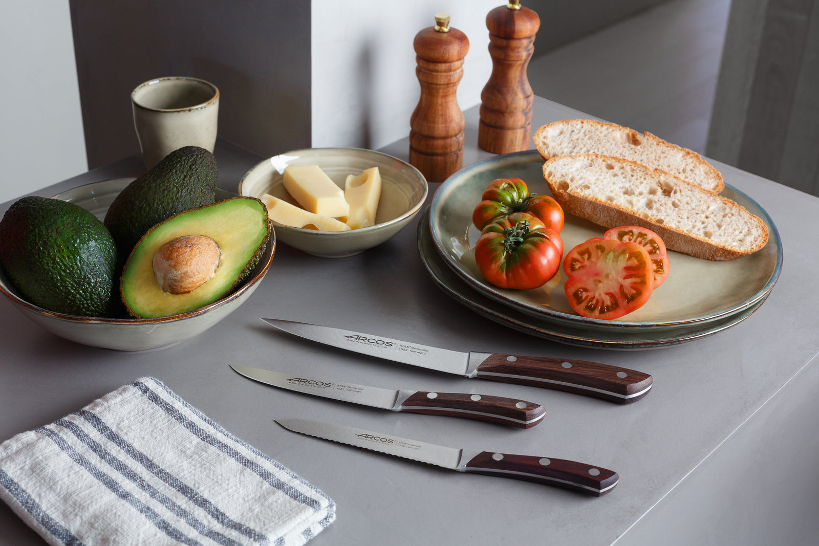 Arcos knife holder next to kitchen utensils