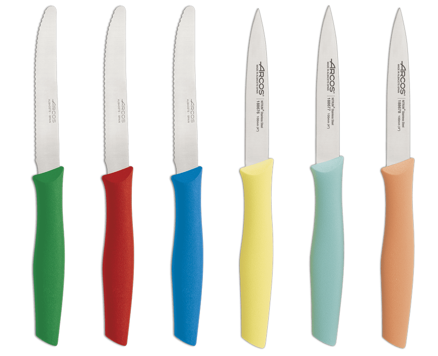 Set of paring knives + table knives with serrated edge