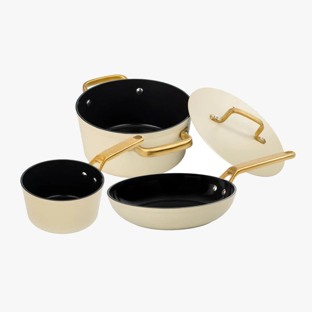 Samoa Iconic Beige Series 3-teiliges Set (Kochtopf, Bratpfanne und Stielkasserolle)
