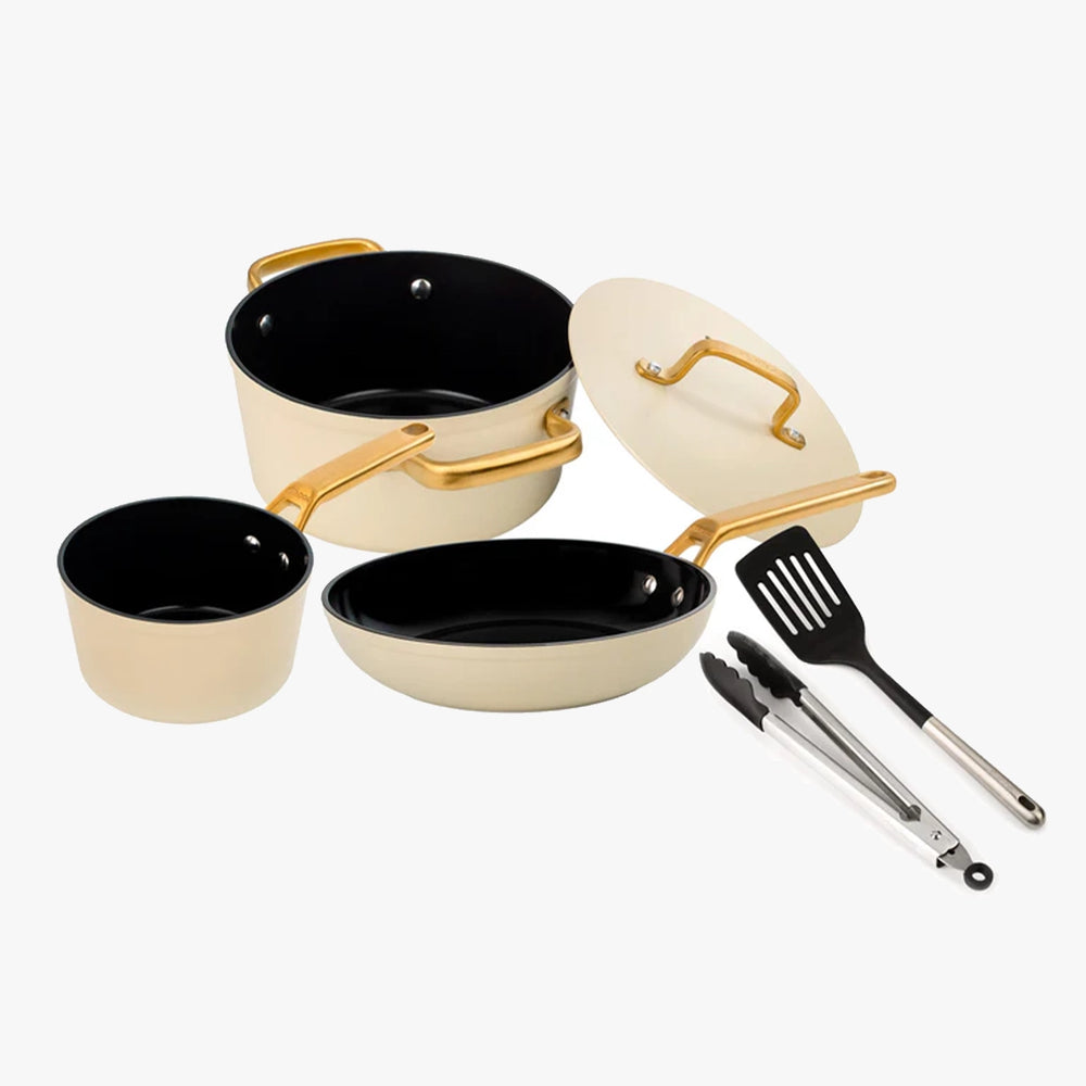 Conjunto 3 peças Série Samoa Iconic Beige + espátula perfurada e pinça
