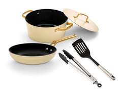 Set sartén y Cacerola Samoa Iconic Beige + Utensilios