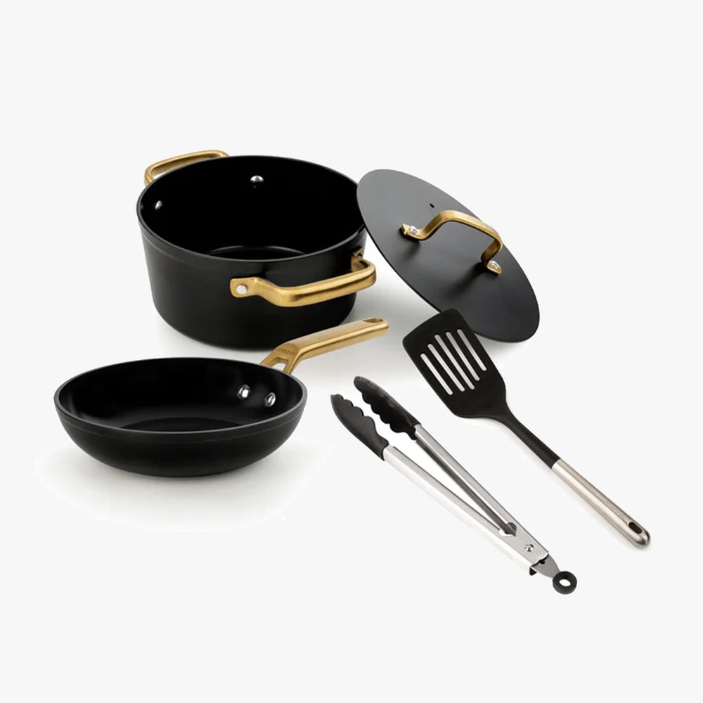 Samoa Iconic Black Frying Pan and Casserole Set + Utensils