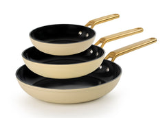 Set of Samoa Iconic Frying Pans in beige in 20, 24, and 28 cm 