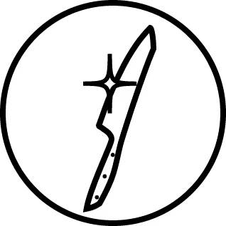 Icono de recibir de arcos blanco, un cuchillo 