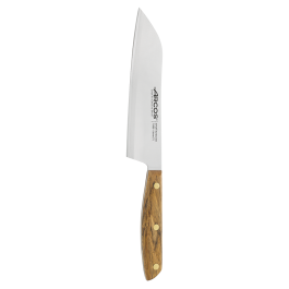 Mango de Madera Ovengkol 100% Natural FSC Cuchillo Santoku Arcos Serie Nordika Embalaje 100% reciclado Acero Inoxidable Nitrum Hoja de 190 mm 