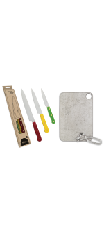 Set couteaux Vintage style + planche à découper + éplucheur